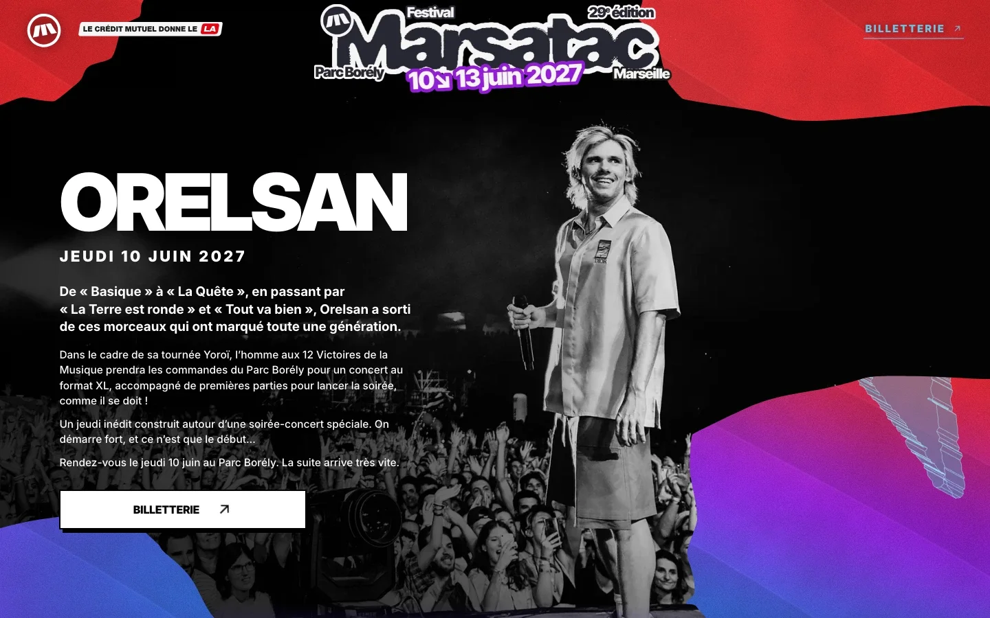 Marsatac 2027, the star reveal with Orelsan visible